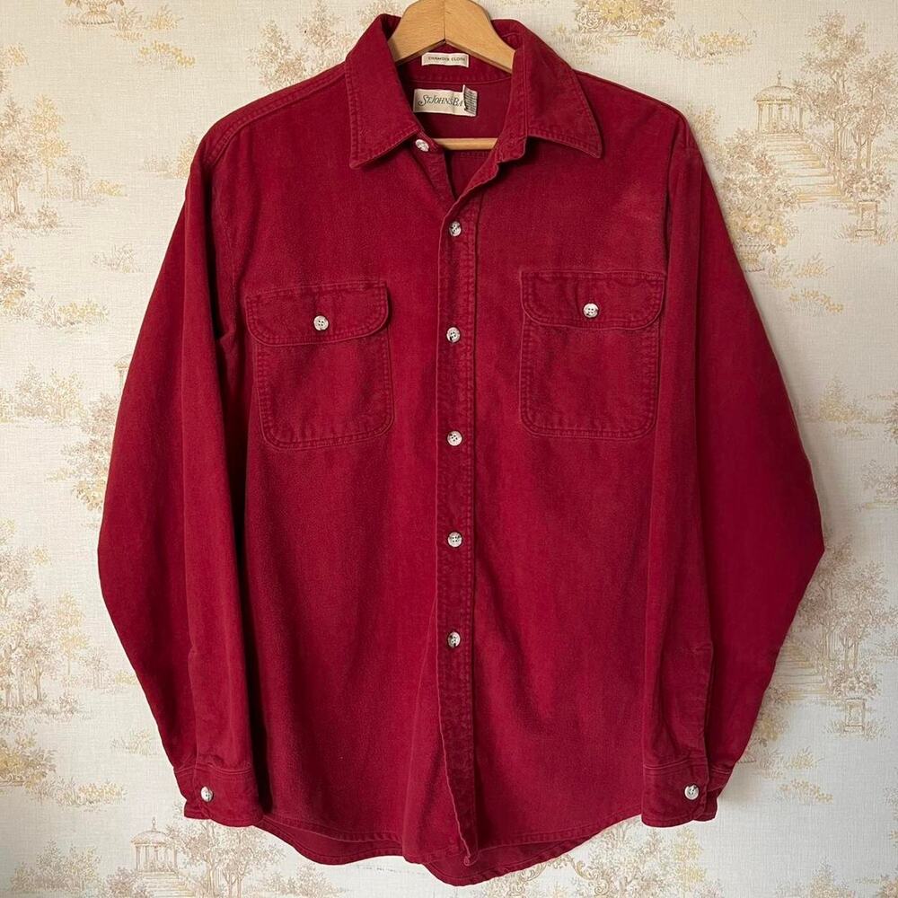 St. John's Bay Men's Deep Red Casual Button-Down Shirt